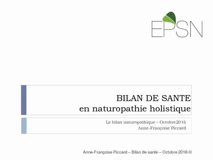 [PDF] BILAN DE SANTE en naturopathie holistique - Webydo