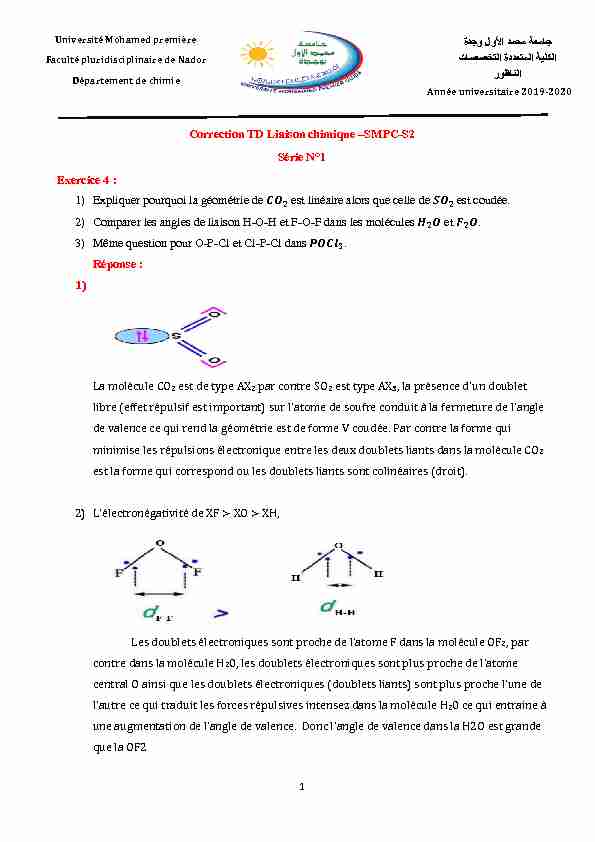 Correction TD Liaison chimique –SMPC-S2 Série N°1 Exercice 4