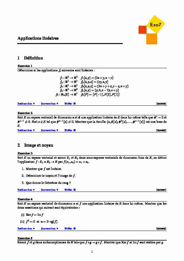 [PDF] Applications linéaires - Exo7 - Exercices de mathématiques