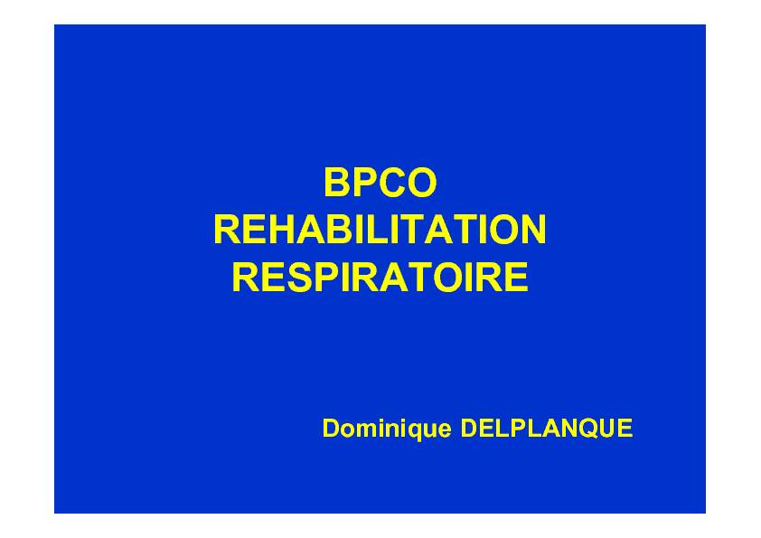 BPCO REHABILITATION RESPIRATOIRE
