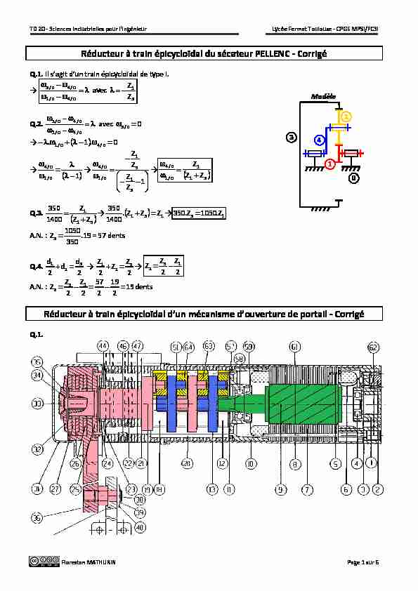 [PDF] Réducteur à train épicycloïdal du sécateur PELLENC - Corrigé