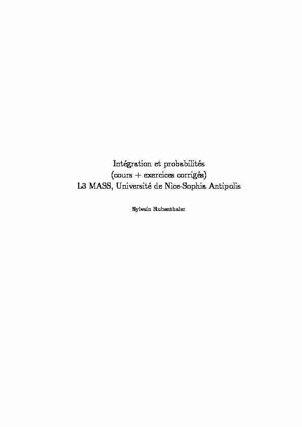 [PDF] Intégration et probabilités (cours   exercices corrigés) L3 MASS