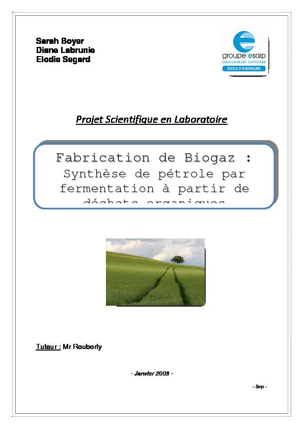 Fabrication de Biogaz : - Econologiecom