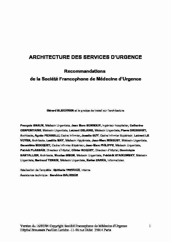 Recommandations de la Société Francophone de Médecine d