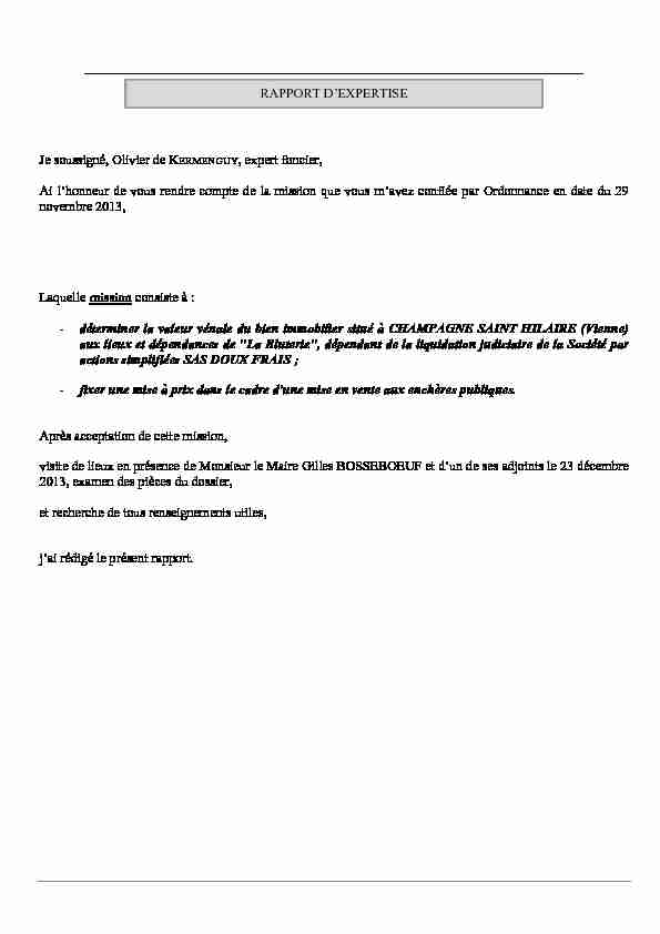 [PDF] RAPPORT DEXPERTISE Je soussigné, Olivier de KERMENGUY