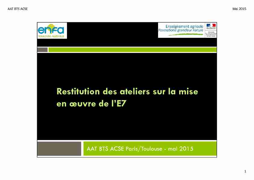 [PDF] Restitution des ateliers sur la mise en oeuvre de lépreuve  - Chlorofil