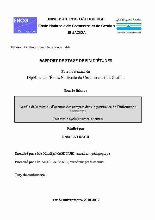 [PDF] RAPPORT DE STAGE DE FIN DÉTUDES