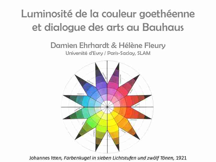 Luminosité de la couleur goethéenne et dialogue des arts au Bauhaus
