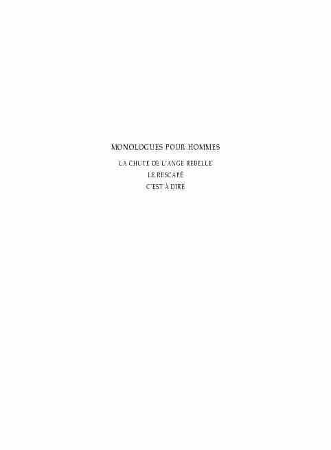 [PDF] MONOLOGUES POUR HOMMES - éditions Théâtrales