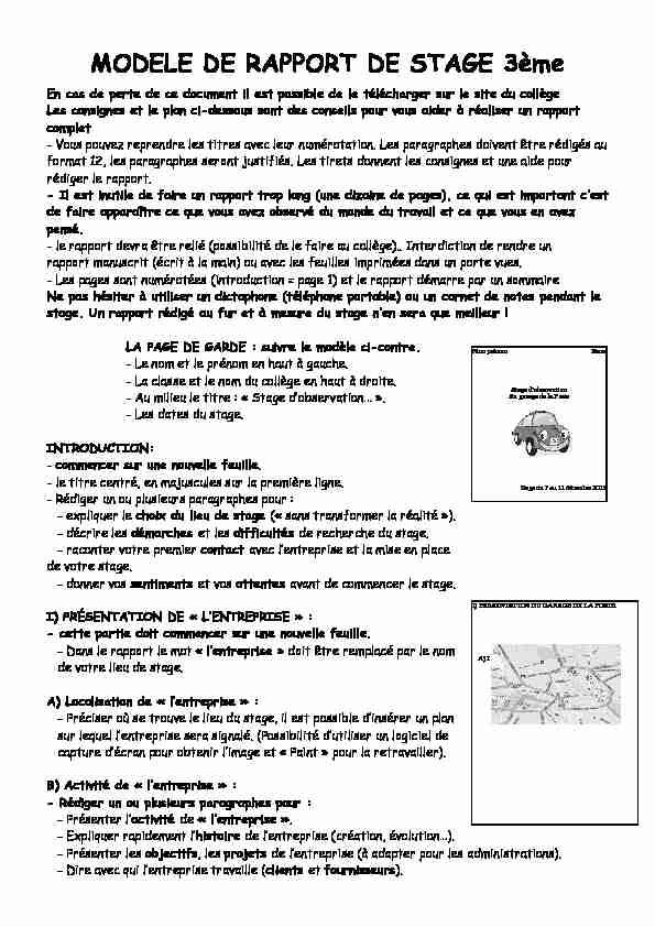 [PDF] Modele rapport stage 3ème - Collège Marcel Massot