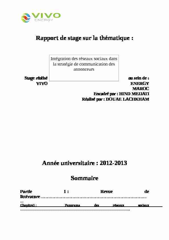 [PDF] Rapport de stage sur la thématique : Année  - cloudfrontnet