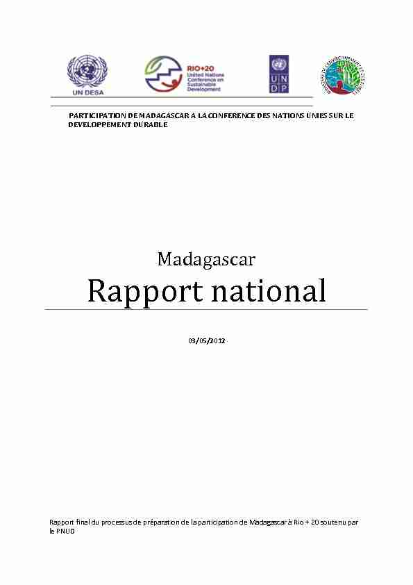 Madagascar Rapport national - Sustainable Development