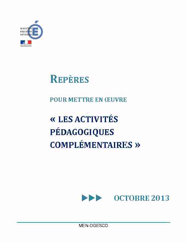 [PDF] Les activités pédagogiques complémentaires - mediaeduscol