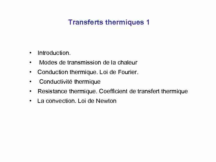 Transferts thermiques 1
