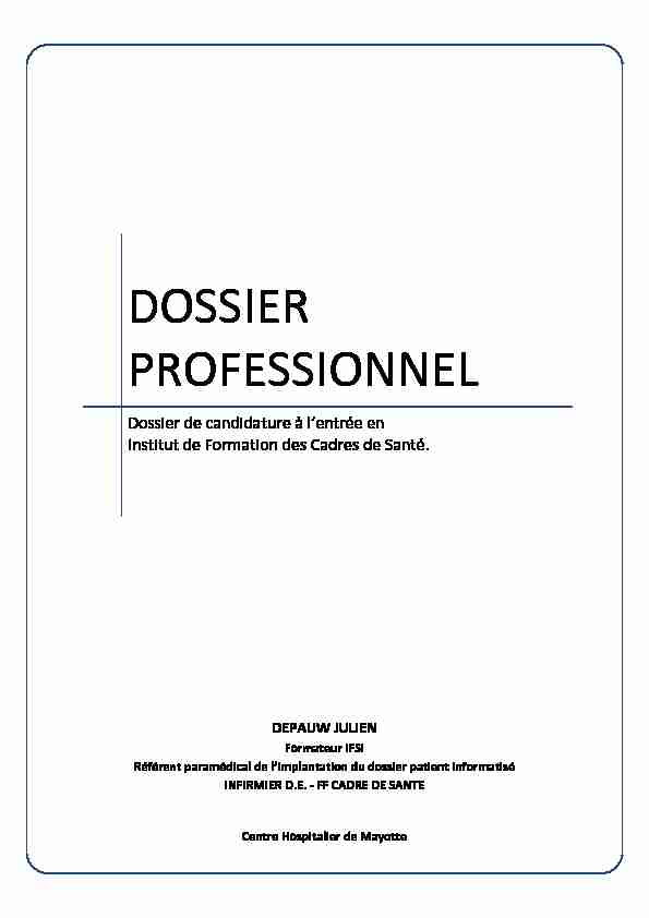 DOSSIER PROFESSIONNEL - Julien DEPAUW
