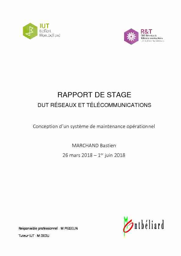 [PDF] RAPPORT DE STAGE - Réseaux & Télécommunications