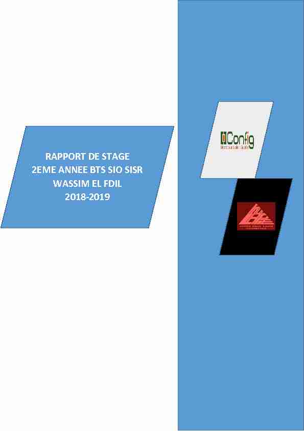 RAPPORT DE STAGE W EL FDIL 2EME ANNEE BTS SIO 2018-2019