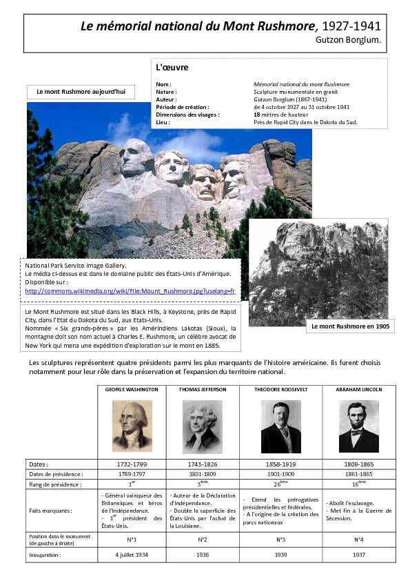 Le mémorial national du Mont Rushmore 1927-1941 - ac-dijonfr