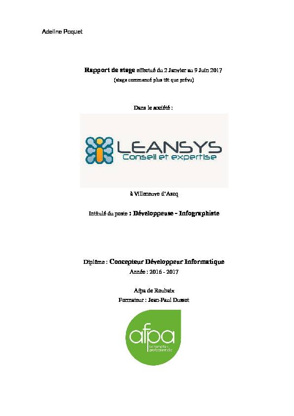 Rapport De Stage 28 mai au 27 juin 2013 Intégration Web