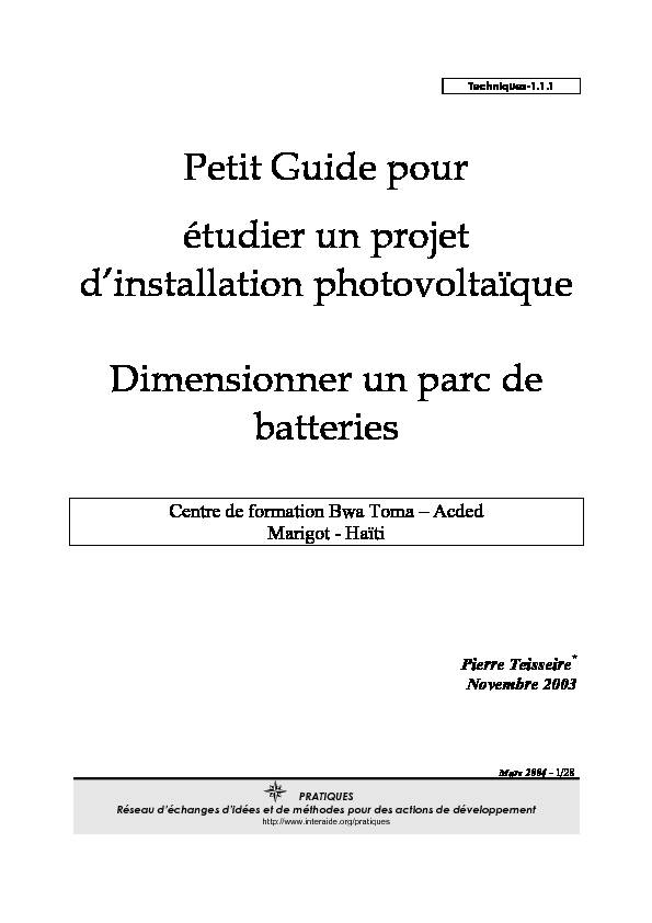 Petit Guide pour étudier un projet dinstallation photovoltaïque