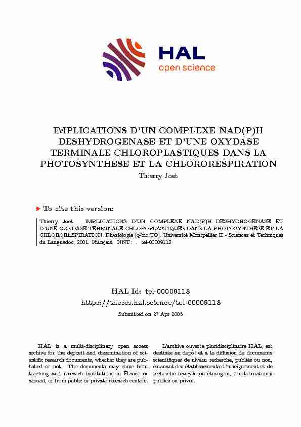 IMPLICATIONS DUN COMPLEXE NAD(P)H DESHYDROGENASE