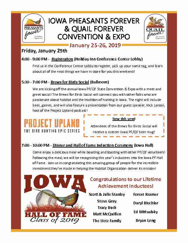 IOWA PHEASANTS FOREVER & QUAIL FOREVER CONVENTION & EXPO