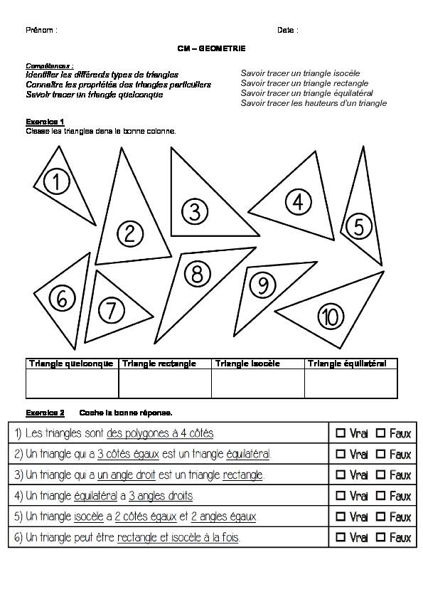 [PDF] Identifier les différents types de triangles Connaître les propriétés