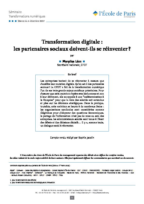 Transformation digitale : les partenaires sociaux doivent-ils