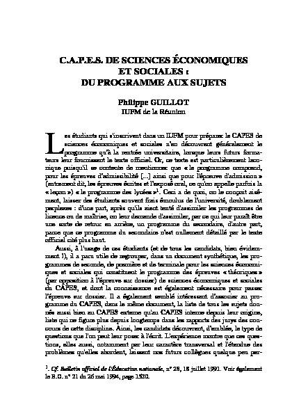 [PDF] CAPES de sciences économiques et sociales - Philippe Guillot