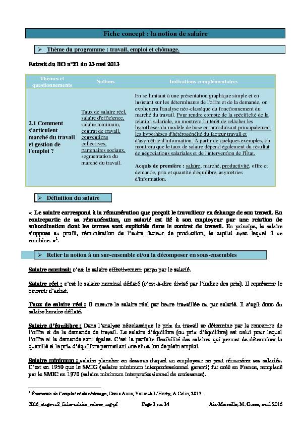 [PDF] Fiche concept : la notion de salaire - Aix - Marseille
