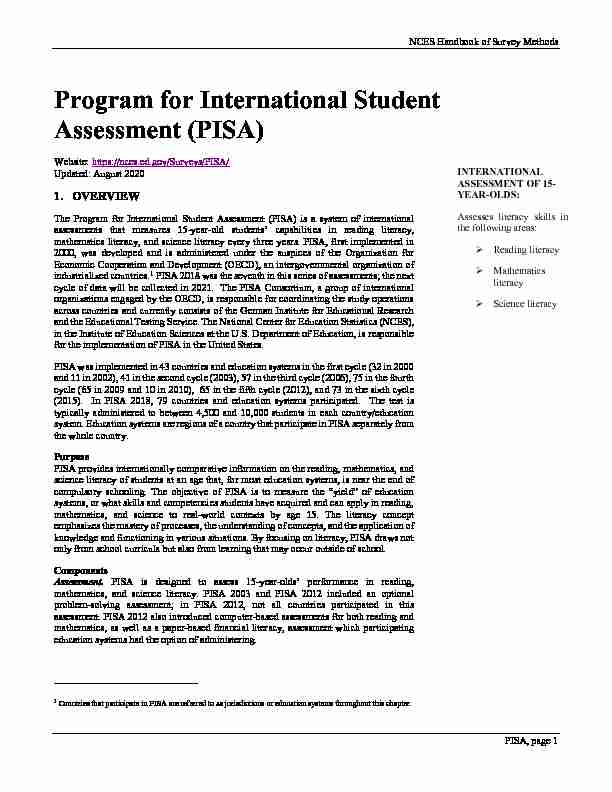 Program for International Student Assessment (PISA)