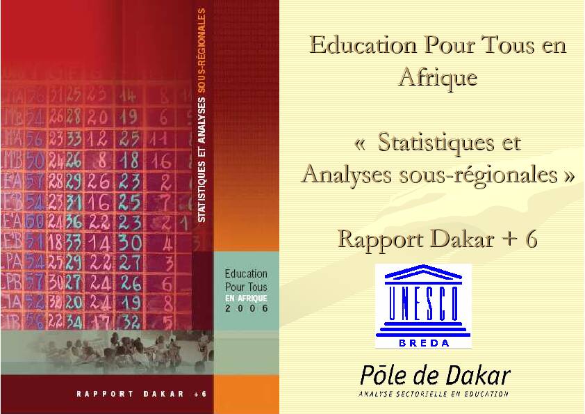 [PDF] Education Pour Tous en Afrique « Statistiques et Analyses sous