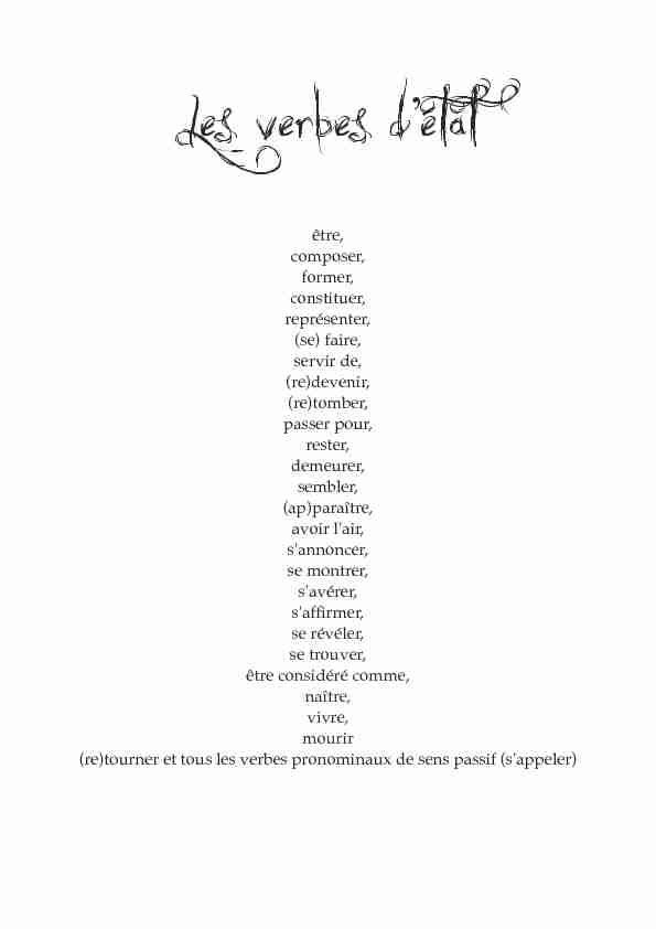 Une liste complète des verbes d'état en français