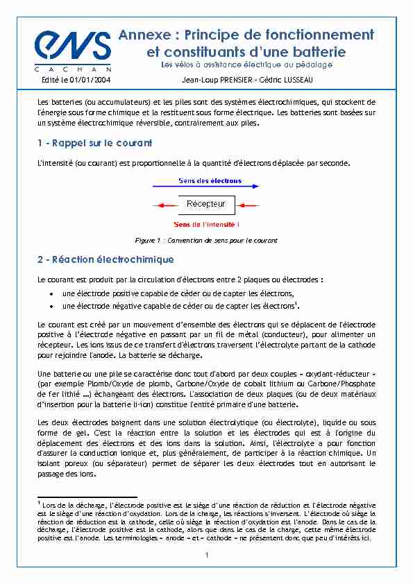 [PDF] Principe de fonctionnement et constituants dune batterie - Eduscol