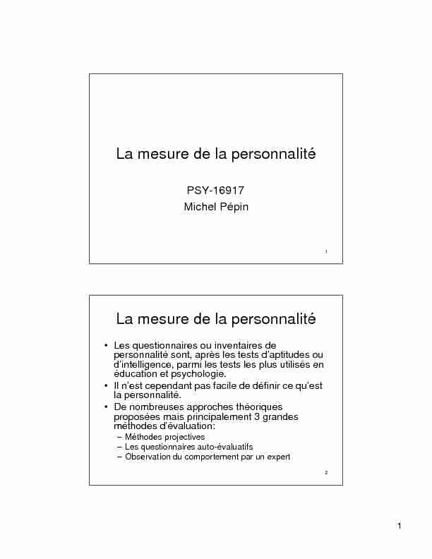 Searches related to psychologie de la personnalité pdf filetype:pdf