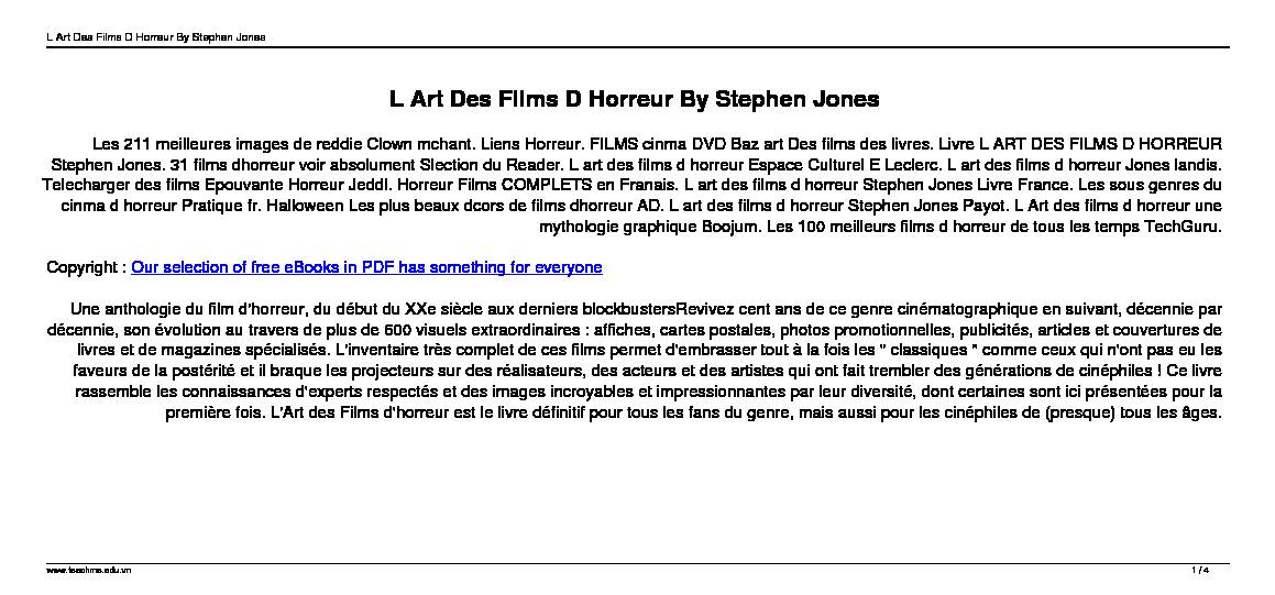 L Art Des Films D Horreur By Stephen Jones - teachmeeduvn