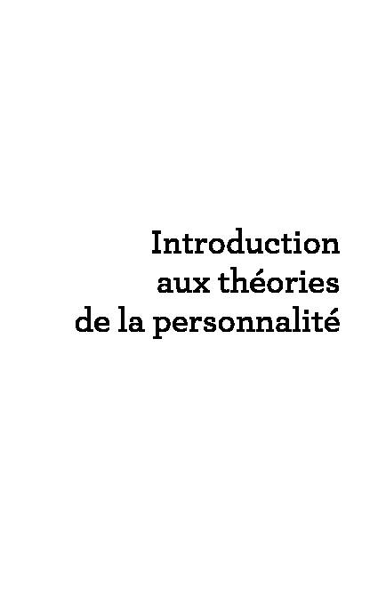 Introduction aux théories de la personnalité - Dunod