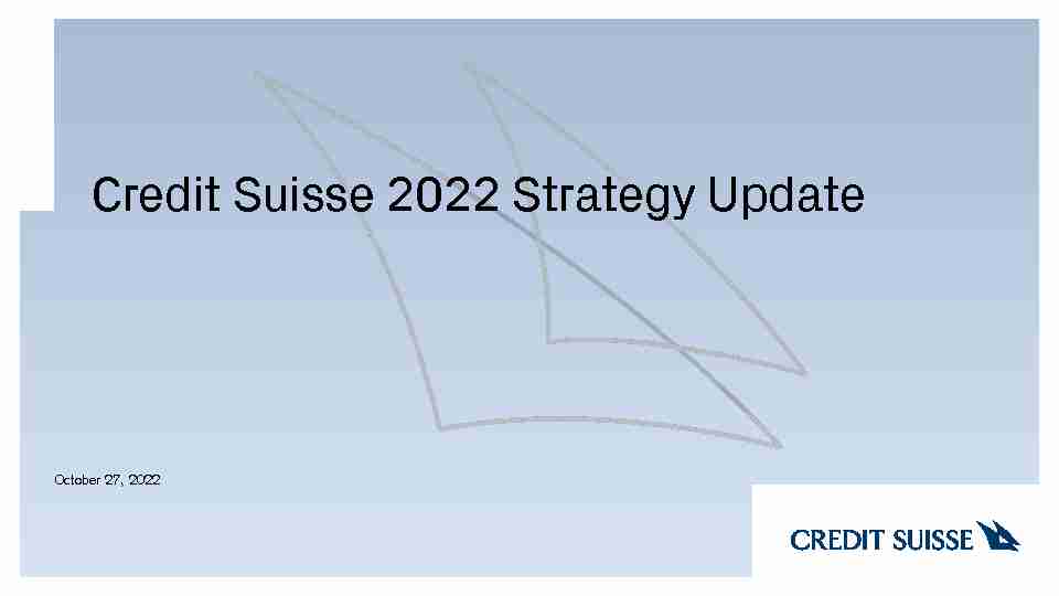 Credit Suisse 2022 Strategy Update