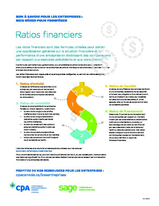 Bon à savoir pour les entreprises - Ratios financiers