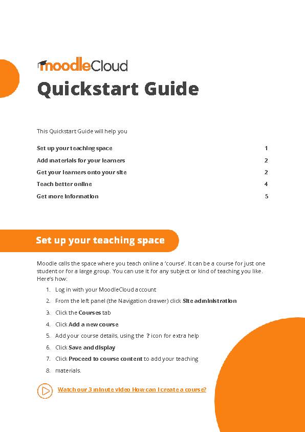Quickstart Guide - Moodle