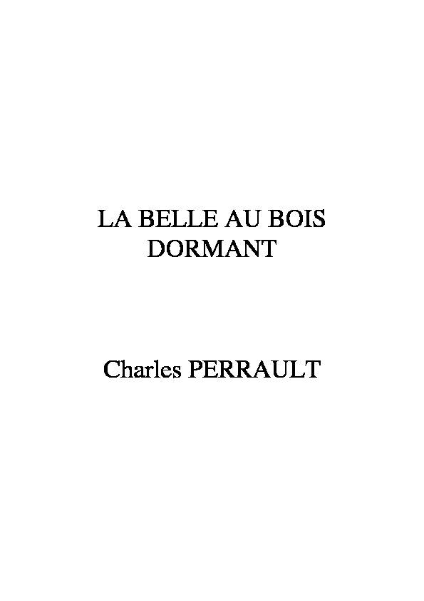 LA BELLE AU BOIS DORMANT Charles PERRAULT