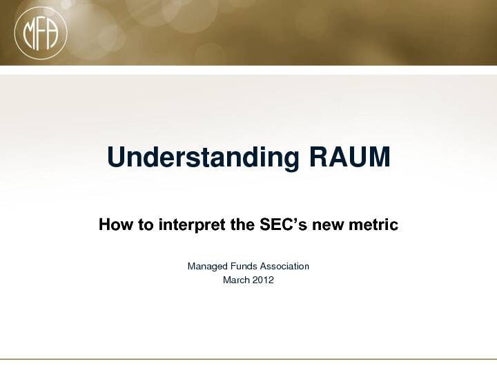 Understanding RAUM - Managed Funds Association