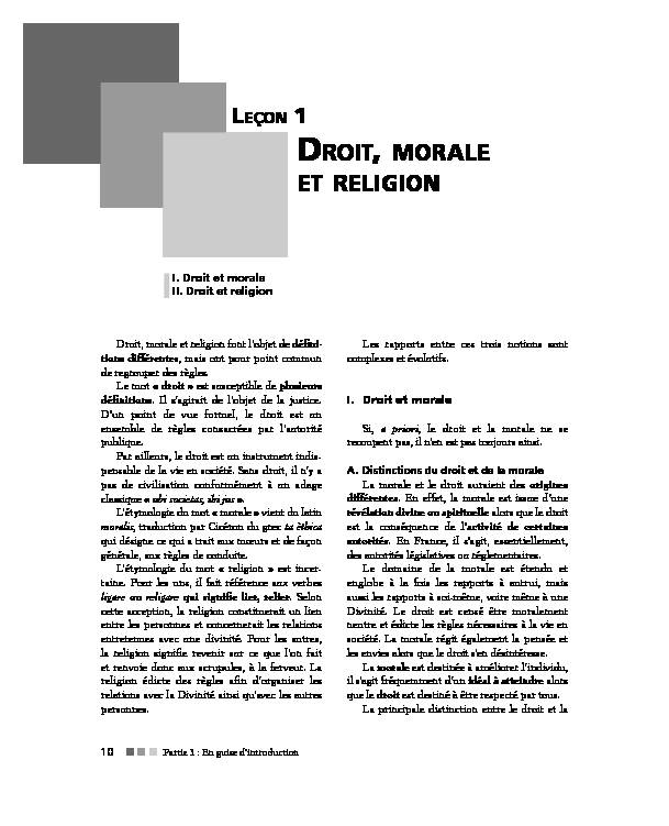 LEÇON 1 DROIT MORALE ET RELIGION - Éditions Ellipses