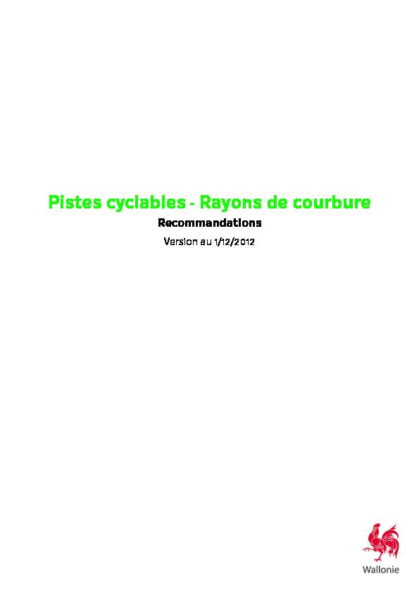 Pistes cyclables - Rayons de courbure - Wallonie