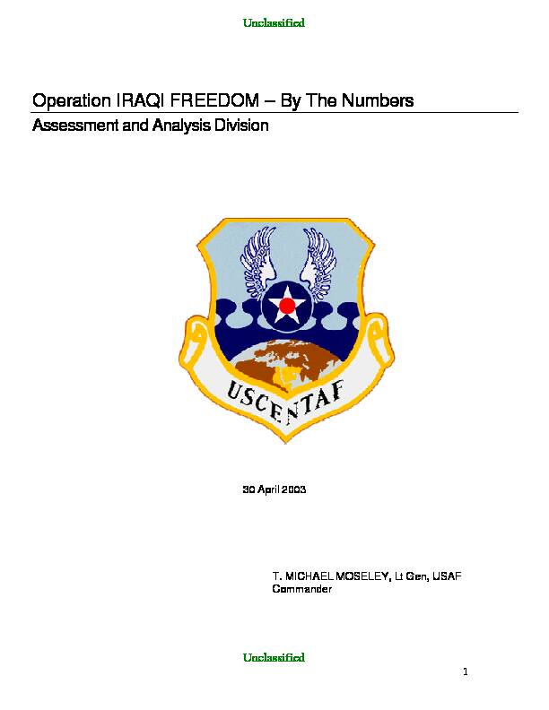 Operation IRAQI FREEDOM – By The Numbers - US Department