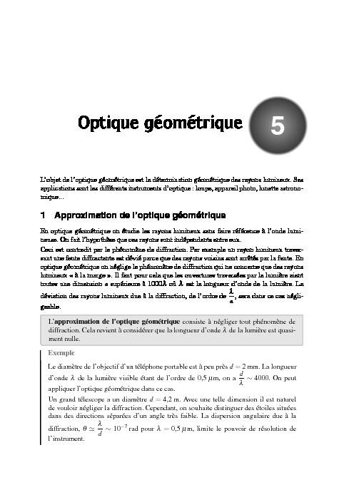 1 Approximation de l’optique géométrique - AlloSchool