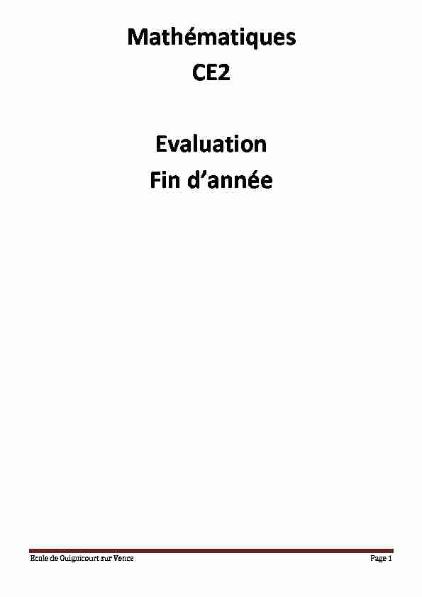 Mathématiques CE2 Evaluation - ac-reimsfr