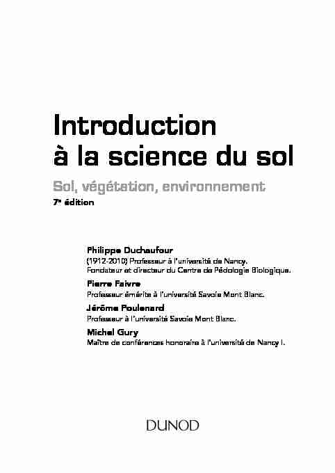 Introduction à la science du sol - Dunod