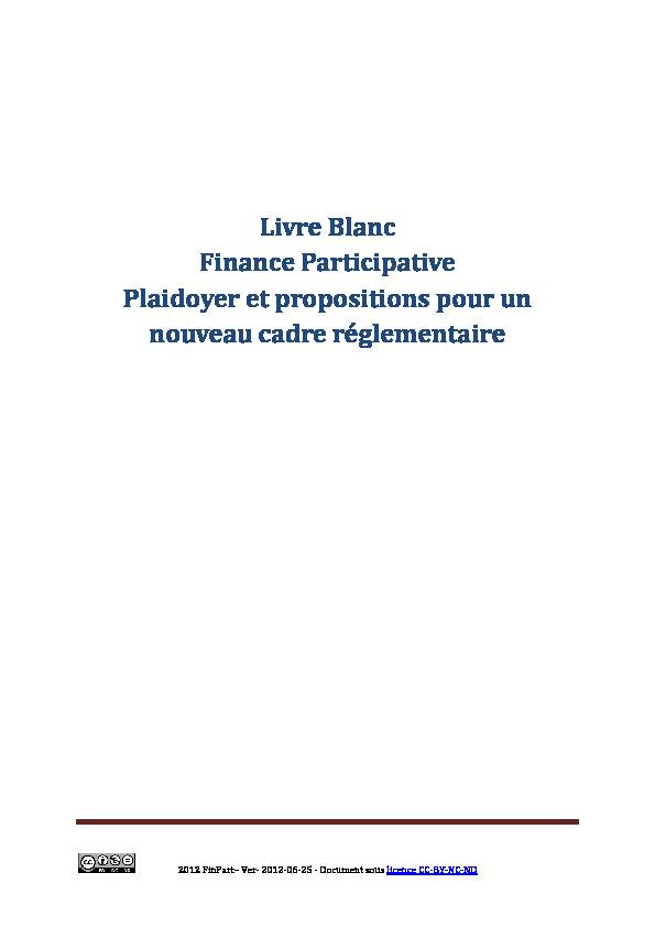 Livre Blanc Finance Participative Plaidoyer et propositions