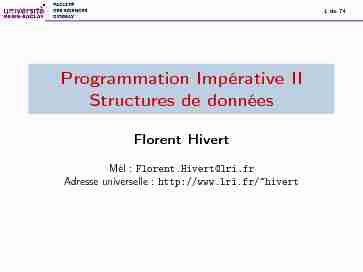 Programmation Impérative II Structures de données